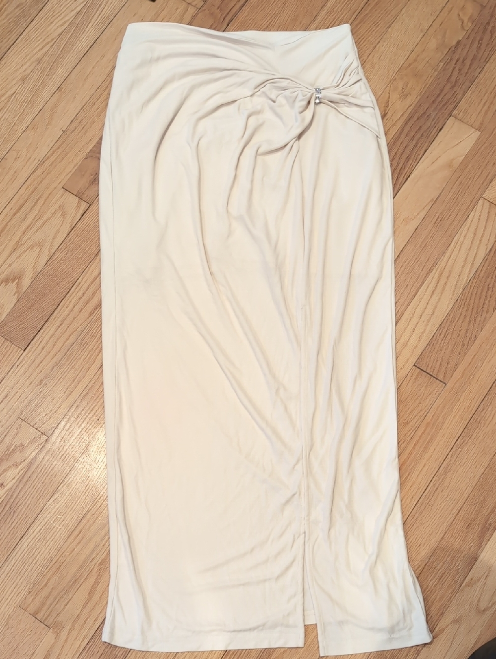 Guess Cream Maxi Skirt with Side Knot Detail